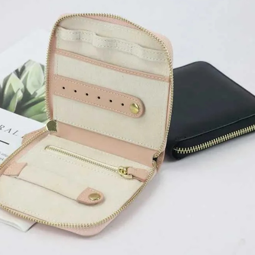 NWOT- Mini Faux Leather Zip Around Jewelry Travel / Overnight Case